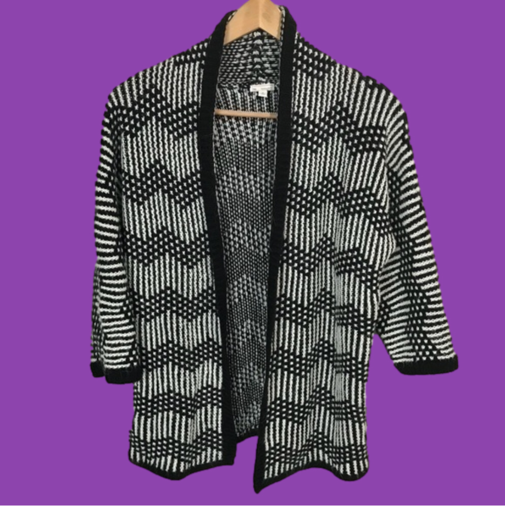 Gap | open front cardigan black & white M